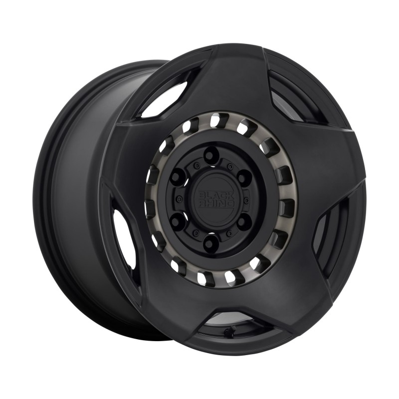 Black Rhino Muzzle 17"x9" Wheel, Bolt Pattern 6x5.5", BS 4.29", Offset -18, Bore 112.1 - Matte Black with Machined Tinted Ring