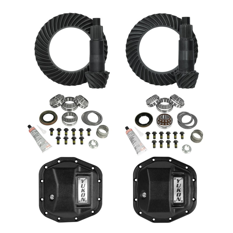 Yukon Stage 2 Complete Gear & Install Kit with Dif Covers for Wrangler JL & Gladiator JT Rubicon Dana 44 Front & Rear - 5.38 Ratio