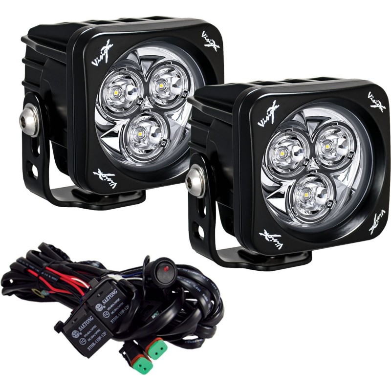 Vision X 3" CG2 Square 3 LED Cannon Lights with Harness - Pair