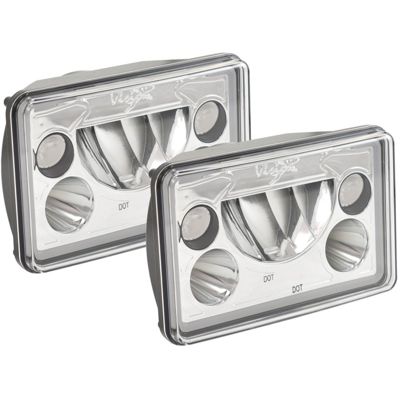 Vision X 4x6" Rectangle VX Series LED Headlight Kit with Low-High-Halo - Polished Chrome (Pair)