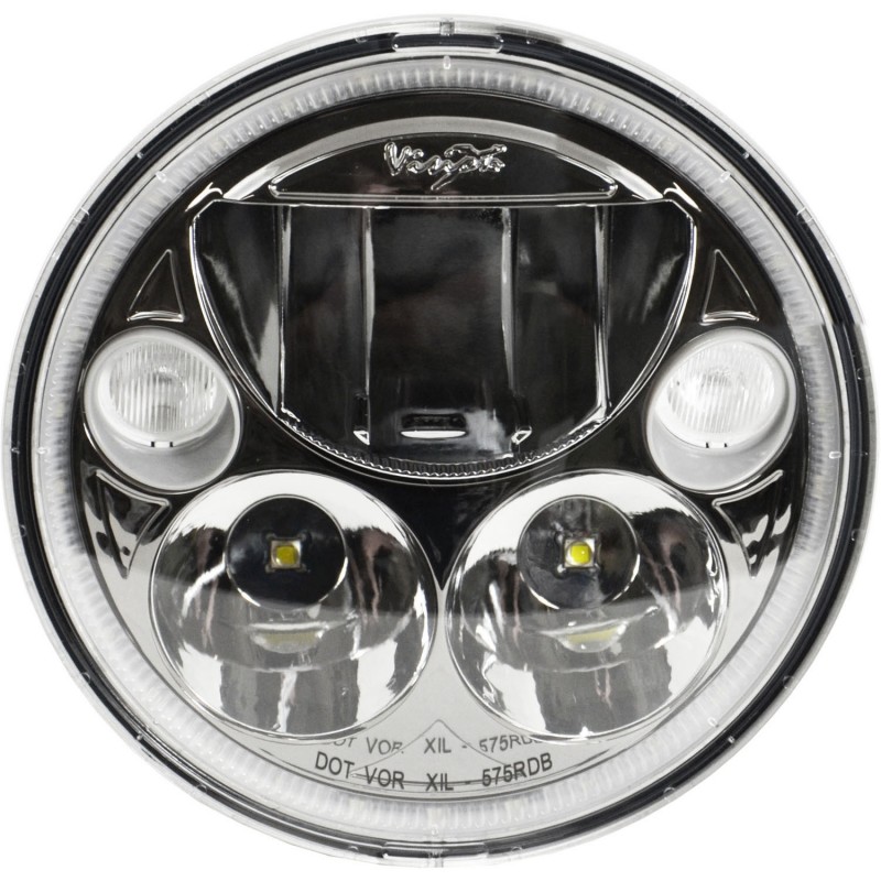 Vision X Single Black Chrome Face 5.75" Round Amber Halo VX LED Headlight with Low-High-Halo