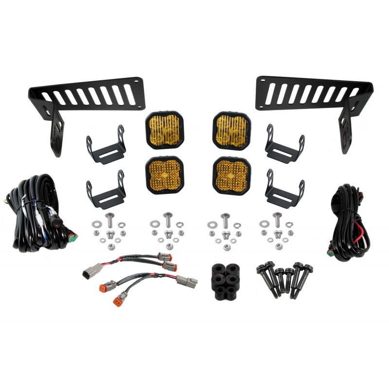 Diode Dynamics SS3 Cowl LED Light Kit for Jeep Wrangler JL, JL Unlimited and Gladiator JT Yellow - Sport