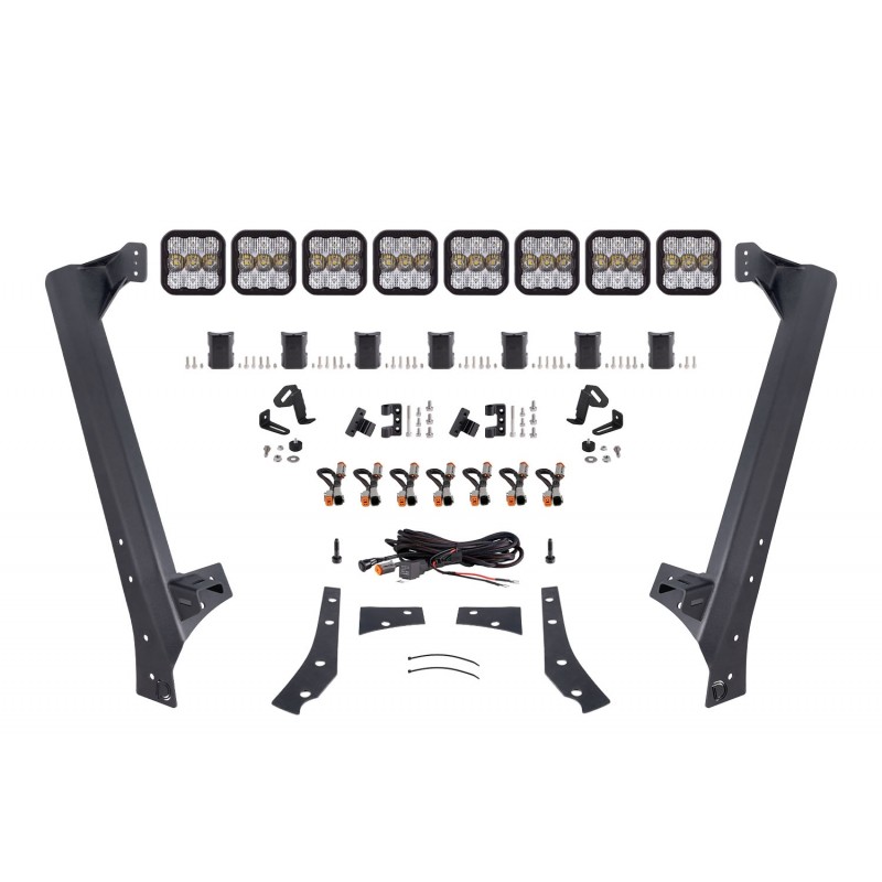 Diode Dynamics SS5 Sport CrossLink Windshield Lightbar Kit for 2007-2018 Jeep Wrangler JK and JK Unlimited - White Combo