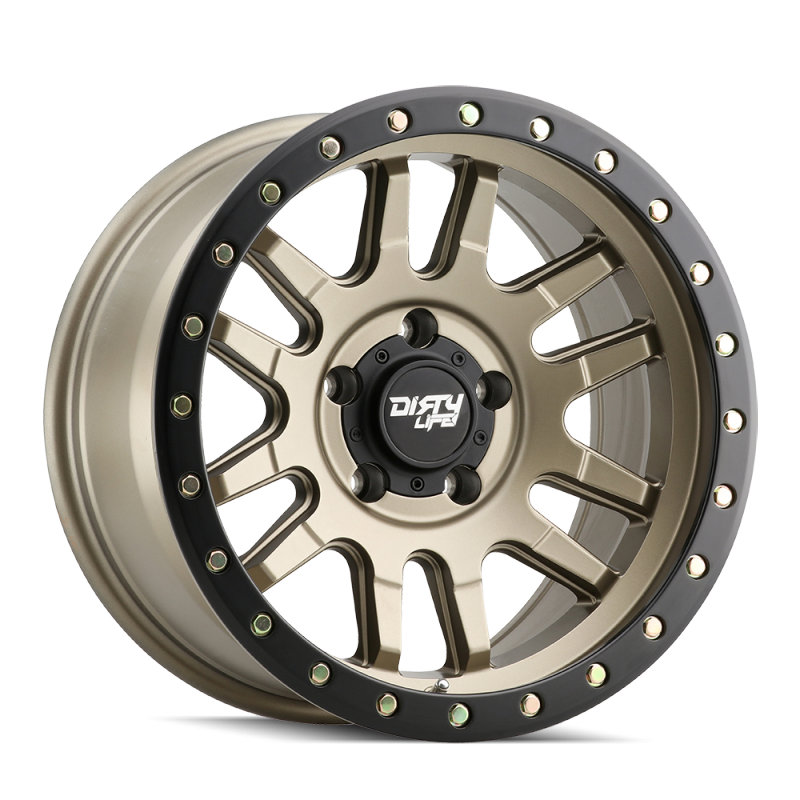 Dirty Life Canyon Pro 9309 Series Wheel, 17"X9", 6X5.5 Bolt Pattern, 5" Back Spacing - Satin Gold w/ Black Lip