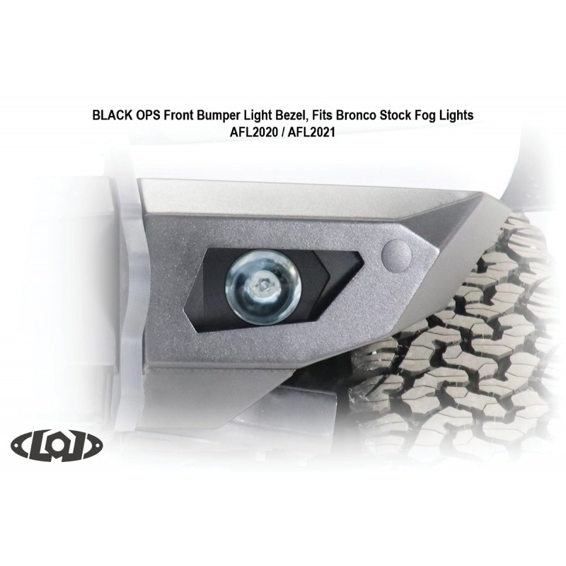 LoD Offroad Black Ops Stock Fog Light Front Light Bezels for Ford Bronco (Bare Steel)