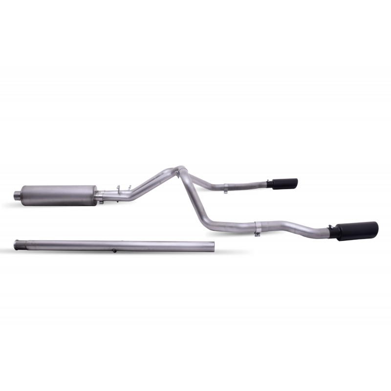 Gibson Elite Series Cat-Back Dual Split Exhaust System - Stainless with Black Ceramic Tips