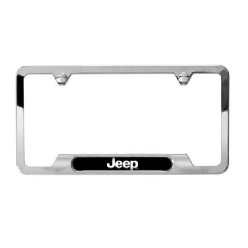 MOPAR License Plate Frame, Bright Polished, Jeep Logo, 2 Top Holes