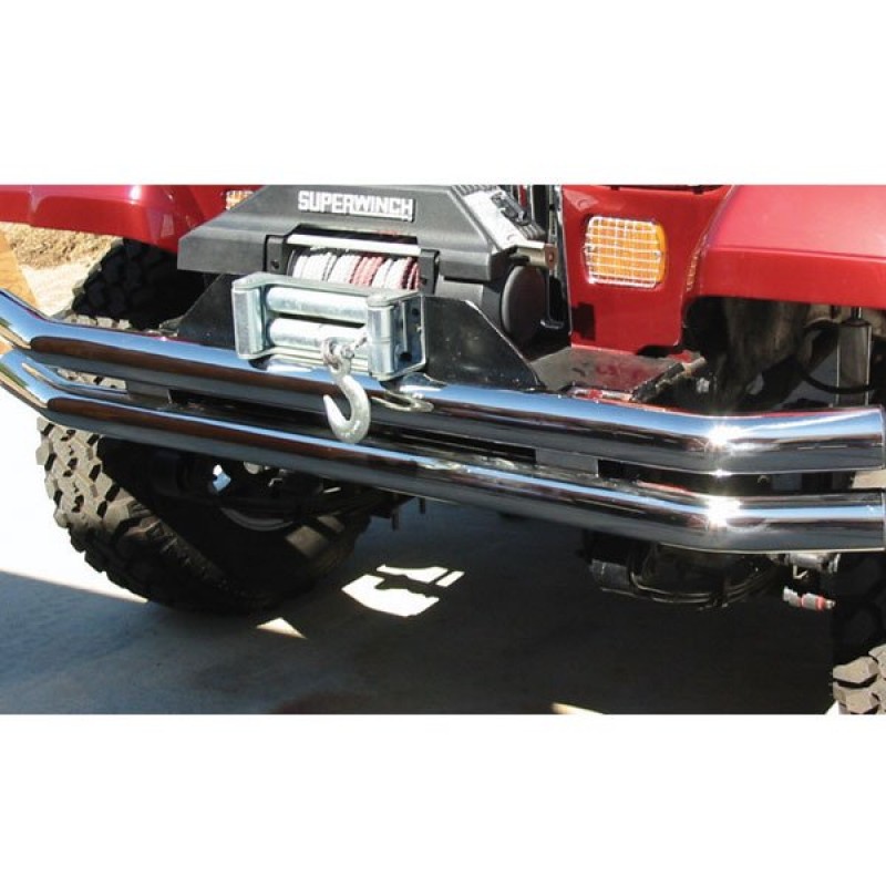 Rampage Jeep Bumper Double Tube Front or Rear - Stainless Steel