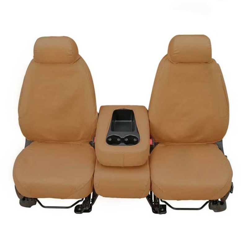 Covercraft SeatSaver Front Bucket Seat Covers with Adjustable Headrests - Polycotton, Tan - Pair