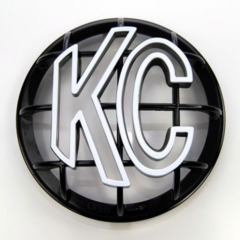 KC HiLiTES 5" Apollo Stone Guard, Black with White KC Logo - Sold Individually