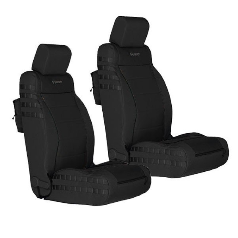 Bartact Front Seat Mil-Spec Super Covers, Air Bag Compatible, Black and Black- Pair