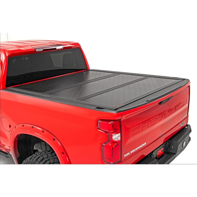 Rough Country Low Profile Hard Tri Fold Tonneau Cover Silverado Sierra 1500 Best Prices Reviews At Morris 4x4