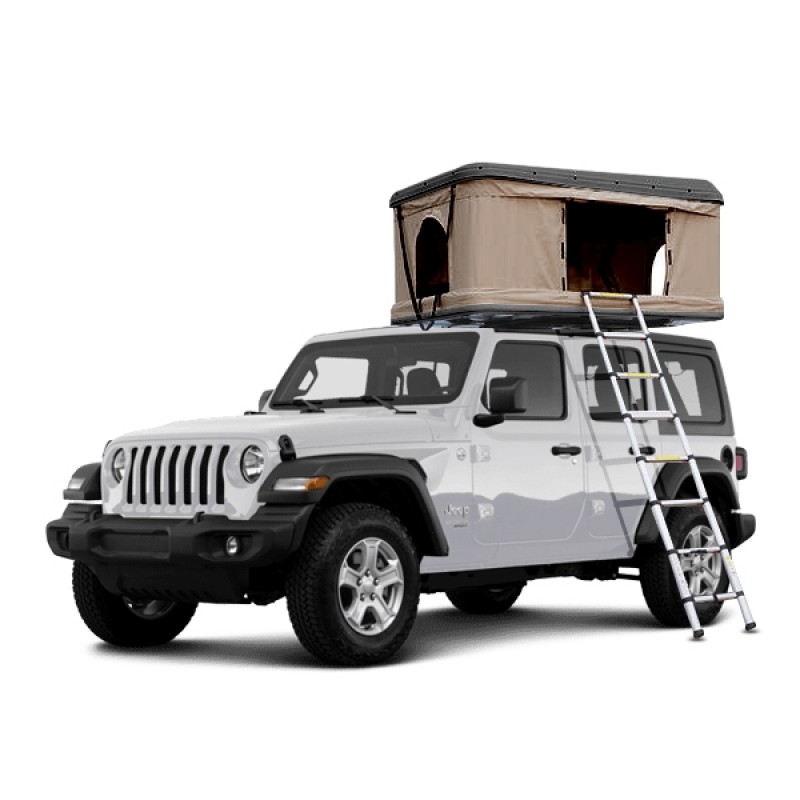 Trustmade Black Hard Shell Beige Waterproof Rooftop Tent with Free Aluminum Extended Ladder