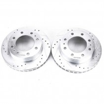 Power Stop Front Pair of Drilled and Slotted Brake Rotors for 01-06 Chevrolet Silverado and GMC Sierra 1500HD