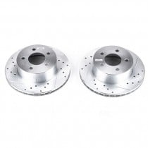 Power Stop Front Pair of Drilled and Slotted Brake Rotors for 90-95 Jeep Wrangler YJ, 97-99 Wrangler TJ, 90-99 Cherokee XJ