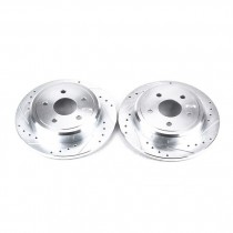Power Stop Rear Pair of Drilled and Slotted Brake Rotors for 05-10 Jeep Grand Cherokee WK, 06-10 Commander