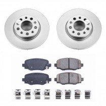 Power Stop Rear Geomet Coated Brake Rotor and Pad Kit for 15+ Jeep Renegade BU