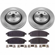 Power Stop Front Stock Replacement Brake Pad and Rotor Kit for 05-10 Jeep Grand Cherokee WK, 06-10 Commander