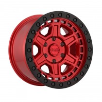 Black Rhino Reno 17"x9" Wheel, Bolt Pattern 5x4.5", BS 4.29", Offset -18, Bore 71.6 - Candy Red with Black Lip Edge and Bolts