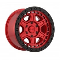 Black Rhino Reno 17"x9" Wheel, Bolt Pattern 5x5", BS 5", Offset 0, Bore 71.6 - Candy Red with Black Lip Edge and Bolts