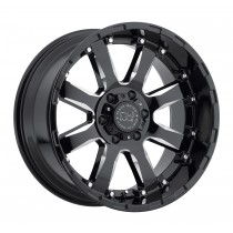 Black Rhino Sierra 17"x9" Wheel, Bolt Pattern 6x5.5", BS 4.5", Offset -12, Bore 112 - Gloss Black with Milled Spokes