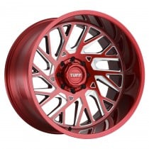 Tuff Wheels T4B True Directional 20"x12", Bolt Pattern 5x5", BS 4.72", Offset -45, Bore 71.6 - Candy Red with Milled Spoke - Right