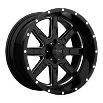Tuff Wheels T15 Series, 18"x10", Bolt Pattern 5x5.5", BS 4.567", Offset -24 - Gloss Black with Milled Spokes