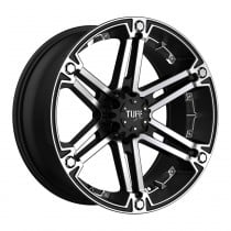 Tuff Wheels T01 Series, 20"x9", Bolt Pattern 5x4.5" and 5x5", BS 5.366", Offset 10 - Flat Black with Machined Face