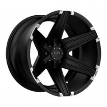 Tuff Wheels T12 Series, 24"x11", Bolt Pattern 5x4.5", BS 4.205", Offset -45 - Satin Black with Brushed Inserts