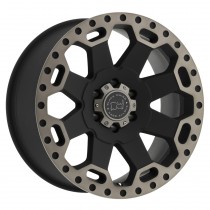 Black Rhino Warlord Wheel, 17"x9", Bolt Pattern 6x5.5", BS 4.5", Offset -12 - Matte Black with Machine Dark Tint Lip