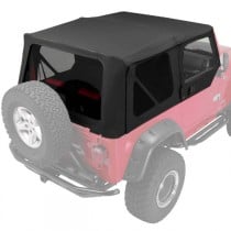 Rampage Complete Soft Top with Clear Front Upper Half Doors & Rear Tinted Windows - Black Diamond