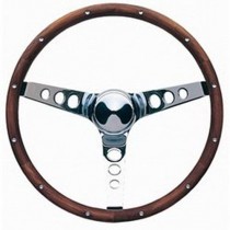 Grant Classic Wood 3-Spoke Steering Wheel - Hardwood Walnut Finish with Chrome Spokes