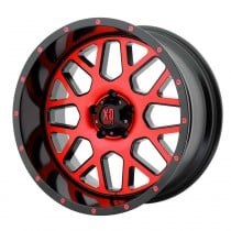 KMC XD820 Grenade Series Wheel 20x10" - 5x5" Bolt Pattern, 4.56 BS - Satin Black Machined Face w/Red Tint Clear Coat