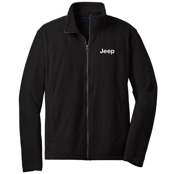 Fleece Full Zip Jacket with Embroidered Jeep Logo - Black