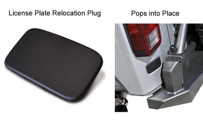 jeep wrangler license plate delete plugs