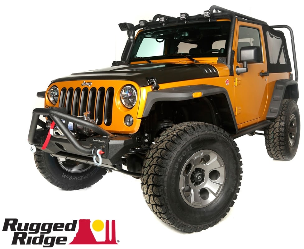 Rugged Ridge Jeep Accessories On a Gold-Orange Jeep Wrangler