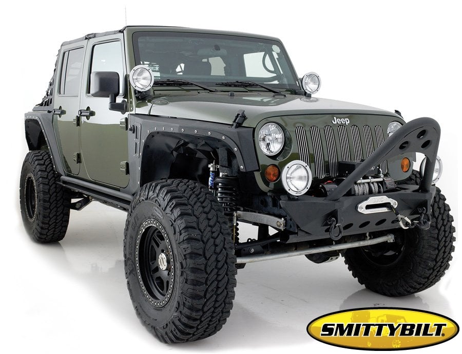Smittybilt Jeep Accessories On a Military Green Jeep Wrangler
